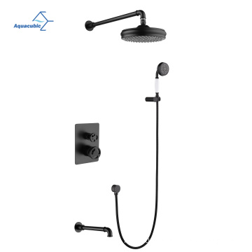 Aquacubic Contemporary Industrial Style Wall Mounted Bath Shower Mixer Taps Shower Faucet Set